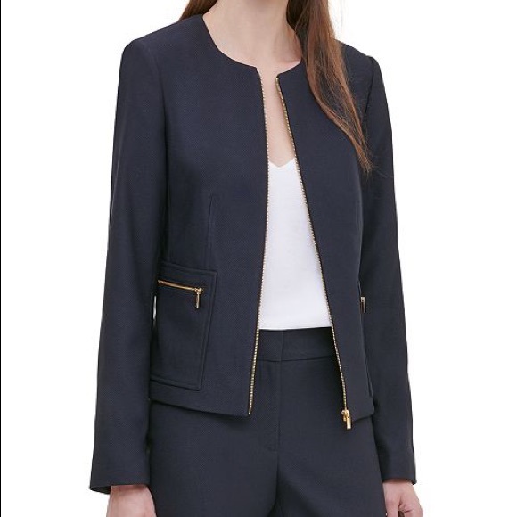 Calvin Klein Twill Zipper-Front Jacket - Picture 1 of 4